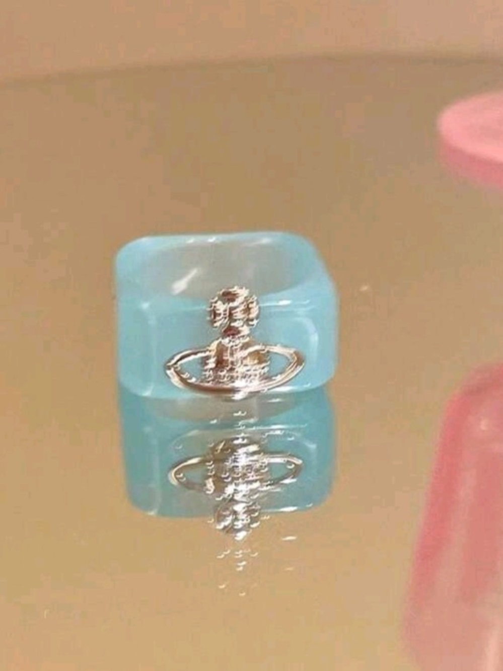 Inspired Designer Turquoise Resin Orbital Logo Ring -VW Vibes Band Nwot